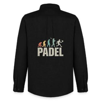 Lustiges Padel  - Padel Evolution - Männer Oxford Hemd von Stanley/Stella - Schwarz - Hinten - AI Model Male 185 dark (185cm)