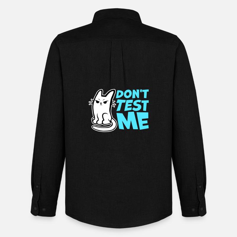 Don't Test Me Cat Naughty Funny citat-logo - Oxfordskjorte herre Stanley/Stella - sort