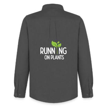 Running On Plants - Men's Oxford Shirt by Stanley/Stella - anthracite - Back - AI Model Male 185 dark (185cm)