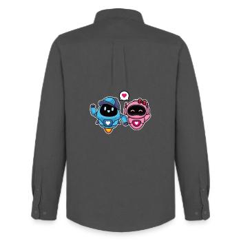 Cute Lovers and Romantic Robots for Couple - Men's Oxford Shirt by Stanley/Stella - anthracite - Back - AI Model Male 185 dark (185cm)