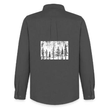 Silhouette Forêt Monochrome - Chemise Oxford homme Stanley/Stella - charbon - Dos - AI Model Male 185 dark (185cm)