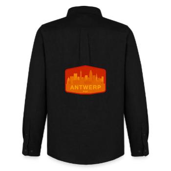 Antwerp Skyline Wärmeorange - Männer Oxford Hemd von Stanley/Stella - Schwarz - Hinten - AI Model Male 185 dark (185cm)
