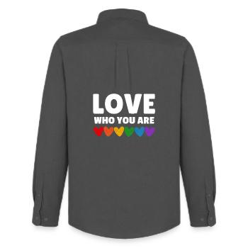 Lgbtqia. Liebe, wer du bist - Männer Oxford Hemd von Stanley/Stella - Anthrazit - Hinten - AI Model Male 185 dark (185cm)
