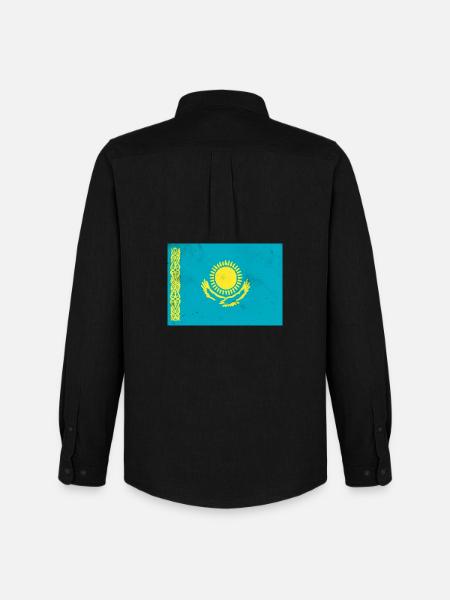 Flag of Kazakhstan - Men's Oxford Shirt by Stanley/Stella - black