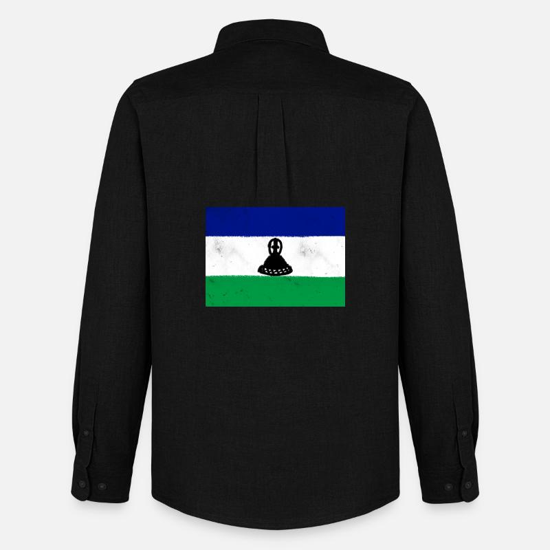 Flagge von Lesotho - Männer Oxford Hemd von Stanley/Stella - Schwarz