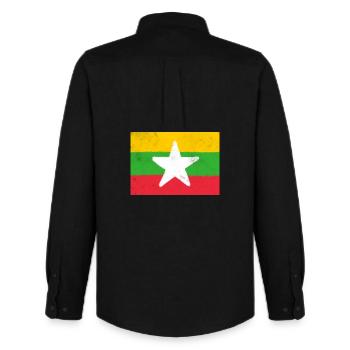 Flag of Myanmar - Men's Oxford Shirt by Stanley/Stella - black - Back - AI Model Male 185 dark (185cm)