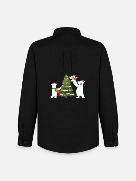 Festliche Eisbären mit Tannenbaum - Männer Oxford Hemd von Stanley/Stella - Schwarz