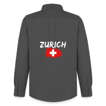 Zurich Switzerland - Men's Oxford Shirt by Stanley/Stella - anthracite - Back - AI Model Male 185 dark (185cm)