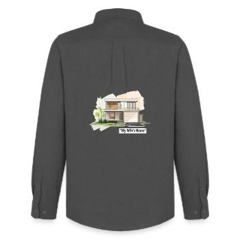 Ultra Modern Family Home Illustration - Men's Oxford Shirt by Stanley/Stella - anthracite - Back - AI Model Male 185 dark (185cm)