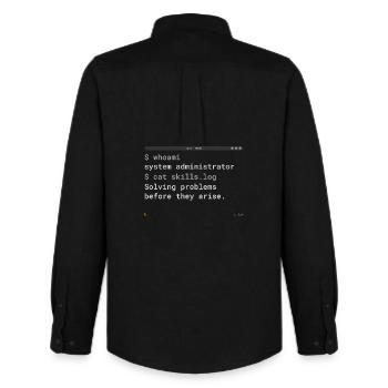 System Administrator Terminal Shirt - Männer Oxford Hemd von Stanley/Stella - Schwarz - Hinten - AI Model Male 185 dark (185cm)
