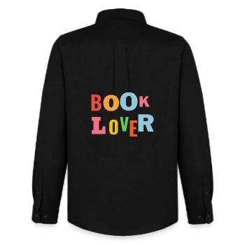 Book Lovers Colorful Word Image - Men's Oxford Shirt by Stanley/Stella - black - Back - AI Model Male 185 dark (185cm)