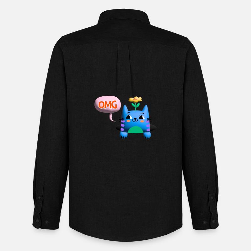 OMG Cat cute 3d bubble - Männer Oxford Hemd von Stanley/Stella - Schwarz