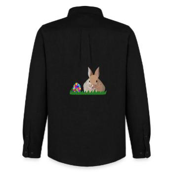 Olli Easter Bunny - Men's Oxford Shirt by Stanley/Stella - black - Back - AI Model Male 185 dark (185cm)