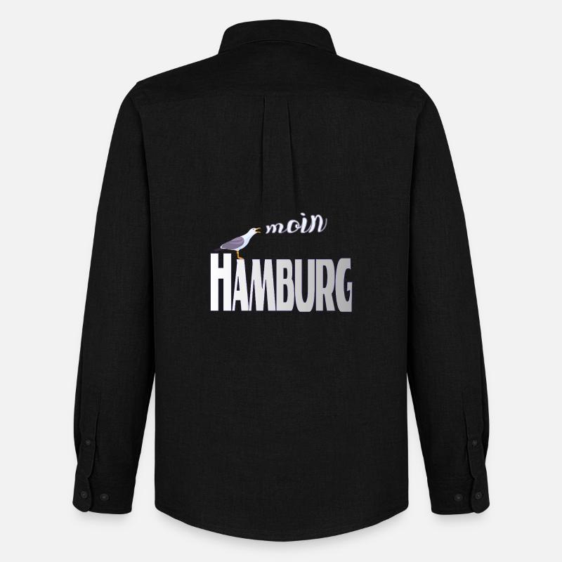 Hamburg Möwe & Moin Design - Männer Oxford Hemd von Stanley/Stella - Schwarz
