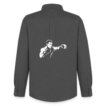 Boxer Punch Illustration - Entraînement aux arts martiaux - Chemise Oxford homme Stanley/Stella - charbon - Dos - AI Model Male 185 dark (185cm)