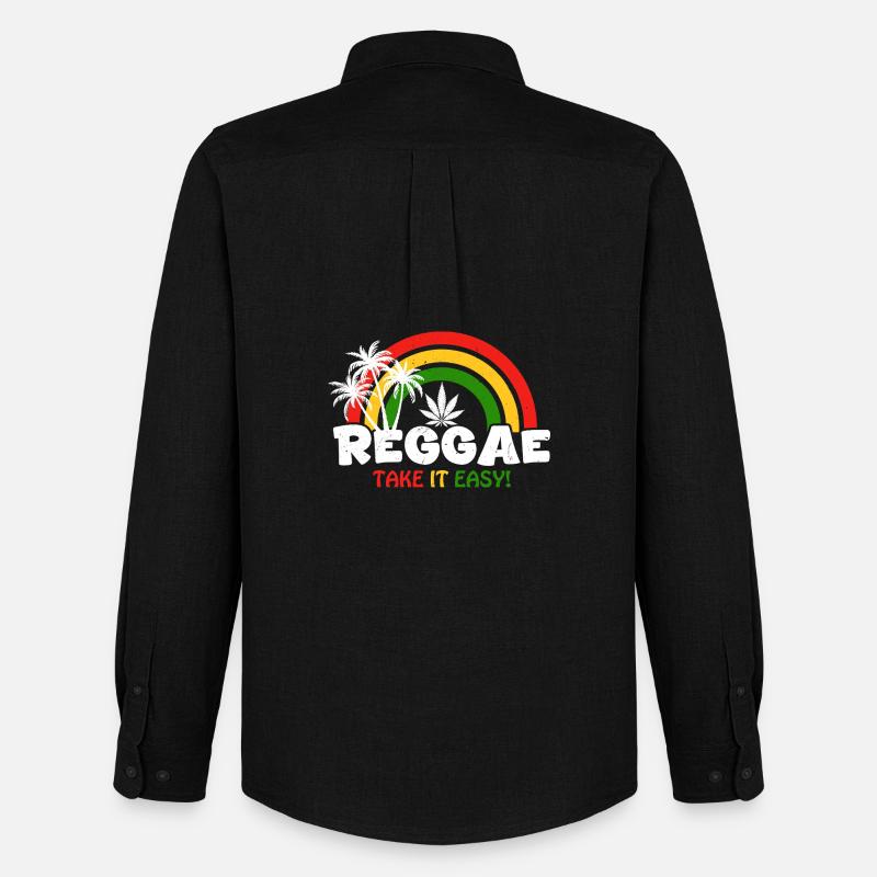 Reggae Vibe Regenbogen mit Cannabis-Motiv - Männer Oxford Hemd von Stanley/Stella - Schwarz