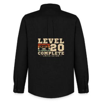 20th Anniversary Gamer 20 Year Old Level 20 Complete - Men's Oxford Shirt by Stanley/Stella - black - Back - AI Model Male 185 dark (185cm)