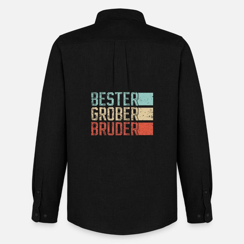 Bester Großer Bruder Retro - Männer Oxford Hemd von Stanley/Stella - Schwarz
