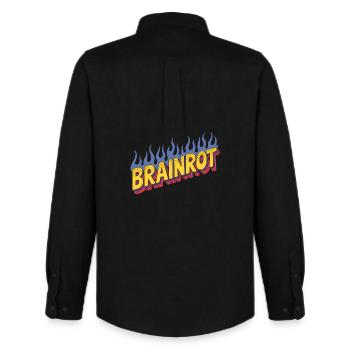 Brainrot - Funny Memes - Men's Oxford Shirt by Stanley/Stella - black - Back - AI Model Male 185 dark (185cm)