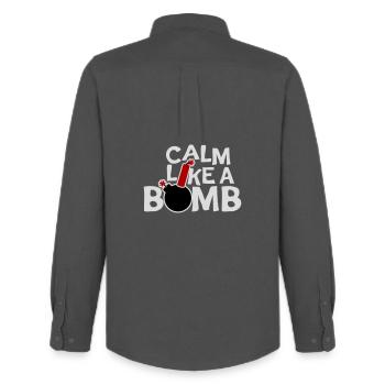 Calme comme une bombe Paradoxe Ironie Humour Blague explosive - Chemise Oxford homme Stanley/Stella - charbon - Dos - AI Model Male 185 dark (185cm)
