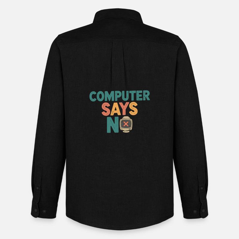 Retro Computer sagt Nein - Männer Oxford Hemd von Stanley/Stella - Schwarz