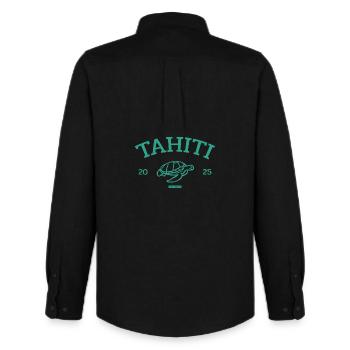 Tahiti - Tortue - Polynésie française - Schildkröte - Chemise Oxford homme Stanley/Stella - noir - Dos - AI Model Male 185 dark (185cm)