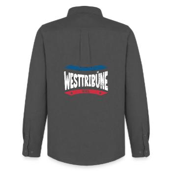 Sweat à capuche, t-shirt et sac pour la tribune ouest du stade de Kiel - Chemise Oxford homme Stanley/Stella - charbon - Dos - AI Model Male 185 dark (185cm)