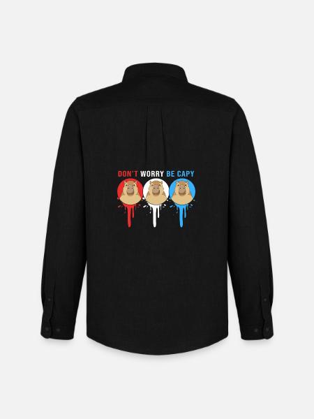 Dont Worry Be Cappy Capybara - Men's Oxford Shirt by Stanley/Stella - black