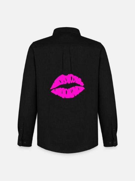 Lippenkuss Neonrosa - Männer Oxford Hemd von Stanley/Stella - Schwarz