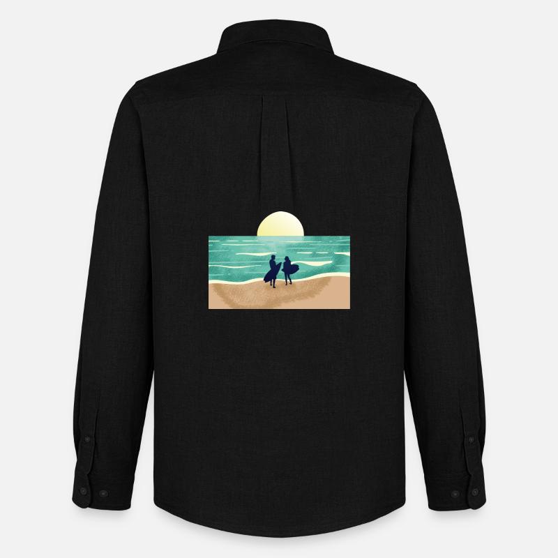 Summer Sunset Surfer - Männer Oxford Hemd von Stanley/Stella - Schwarz
