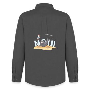 Moin Robbe Möwe Strand - Männer Oxford Hemd von Stanley/Stella - Anthrazit - Hinten - AI Model Male 185 dark (185cm)