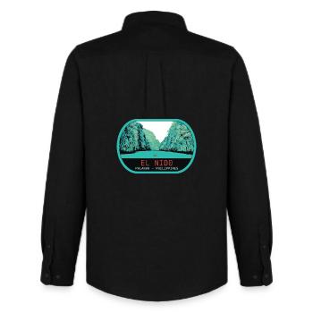 Vue panoramique d'El Nido ile de Palawan - Chemise Oxford homme Stanley/Stella - noir - Dos - AI Model Male 185 dark (185cm)