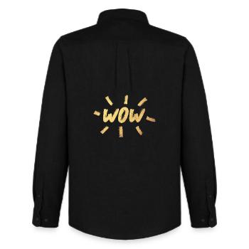 WOW pinceau or OMG écriture manuscrite style bande dessinée cool - Chemise Oxford homme Stanley/Stella - noir - Dos - AI Model Male 185 dark (185cm)
