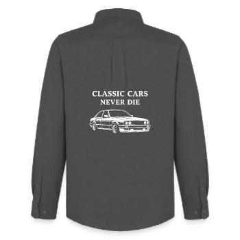 Classic Cars Never Die – Vintage Car Shirt - Männer Oxford Hemd von Stanley/Stella - Anthrazit - Hinten - AI Model Male 185 dark (185cm)