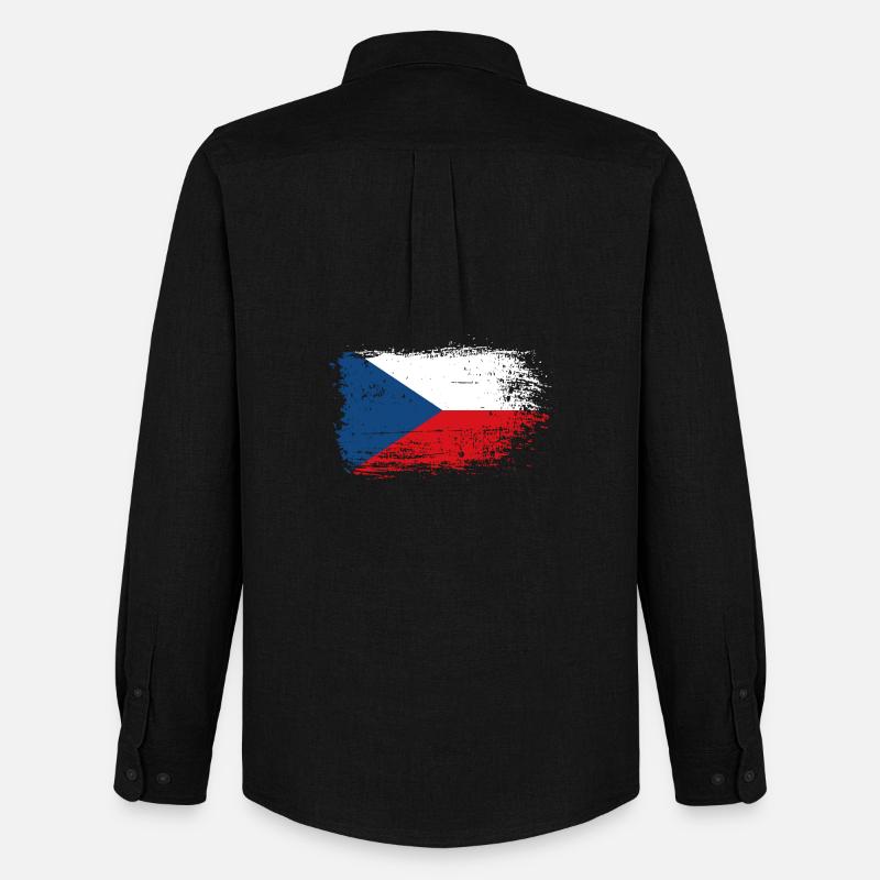 Tschechische Flagge Brush Splash - Männer Oxford Hemd von Stanley/Stella - Schwarz