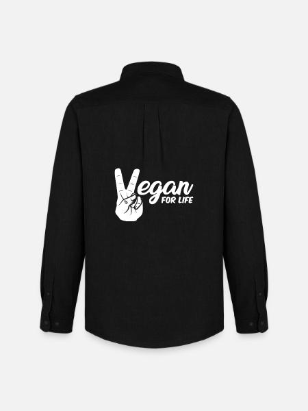 Vegan For Life - White - Men's Oxford Shirt by Stanley/Stella - black