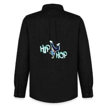 HIP HOP - Chemise Oxford homme Stanley/Stella - noir - Dos - AI Model Male 185 dark (185cm)