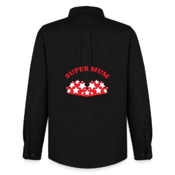 Super Maman - Fête des Mères - Chemise Oxford homme Stanley/Stella - noir - Dos - AI Model Male 185 dark (185cm)