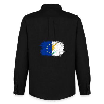 Unité de l’UE Drapeau à la main Art - Chemise Oxford homme Stanley/Stella - noir - Dos - AI Model Male 185 dark (185cm)