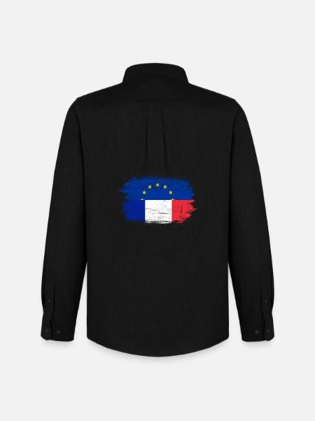 Brushstroke EU France Flag Mashup - Men's Oxford Shirt by Stanley/Stella - black