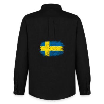 Swedish Brush Flag - Men's Oxford Shirt by Stanley/Stella - black - Back - AI Model Male 185 dark (185cm)