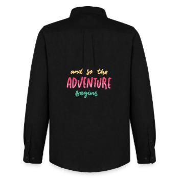 Let's the adventure begins - Men's Oxford Shirt by Stanley/Stella - black - Back - AI Model Male 185 dark (185cm)