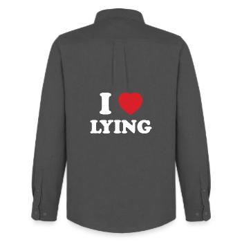 Expression of Liberation, I Love Lying - Men's Oxford Shirt by Stanley/Stella - anthracite - Back - AI Model Male 185 dark (185cm)