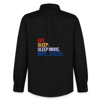 MANGER DORMIR DORMIR DORMIR PLUS ZzZzZ - Chemise Oxford homme Stanley/Stella - noir - Dos - AI Model Male 185 dark (185cm)
