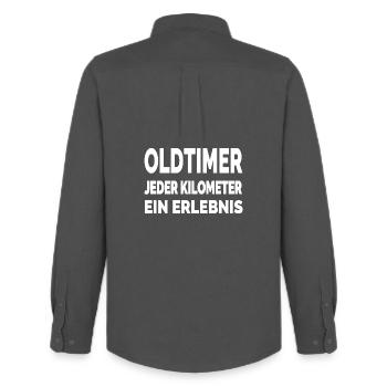 Oldtimer - Männer Oxford Hemd von Stanley/Stella - Anthrazit - Hinten - AI Model Male 185 dark (185cm)
