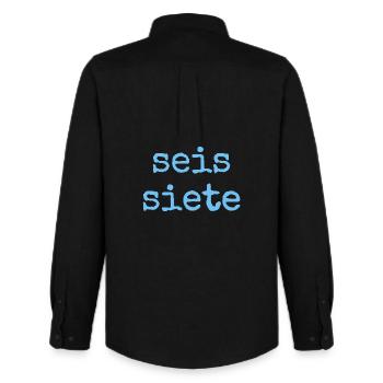 Seis Siete – Spanisch 67 - Männer Oxford Hemd von Stanley/Stella - Schwarz - Hinten - AI Model Male 185 dark (185cm)