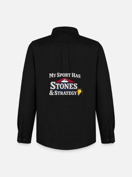 Curling Funny Sweep Hard Broom Cardio - Men's Oxford Shirt by Stanley/Stella - black