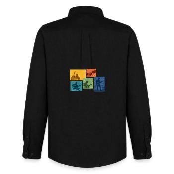 Gitarrengrunge Farbblöcke - Männer Oxford Hemd von Stanley/Stella - Schwarz - Hinten - AI Model Male 185 dark (185cm)