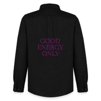 Good Energy Only für Frauen Positive Vibes - Männer Oxford Hemd von Stanley/Stella - Schwarz - Hinten - AI Model Male 185 dark (185cm)
