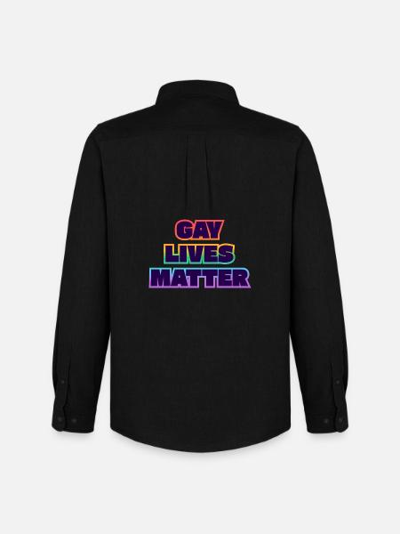 Gay Lives Matter Rainbow Statement - Men's Oxford Shirt by Stanley/Stella - black